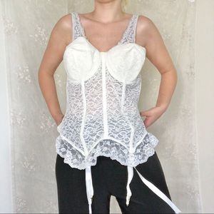 vintage white lace bustier corset ♡